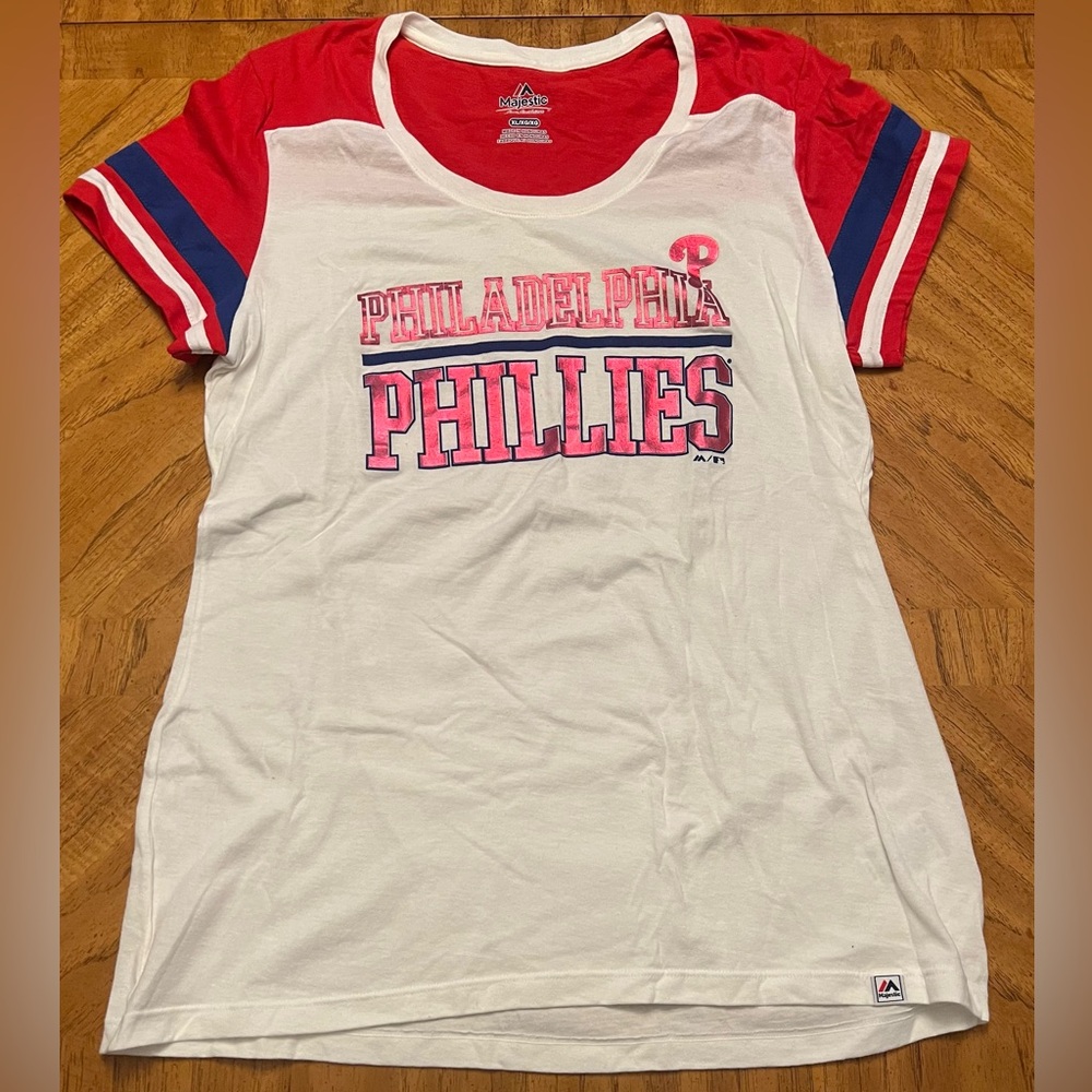 Women's Philadelphia Phillies XL Majestic White/Red T-Shirt